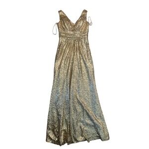 Christina Wu‎ Gold Sequin Gown, women's 4